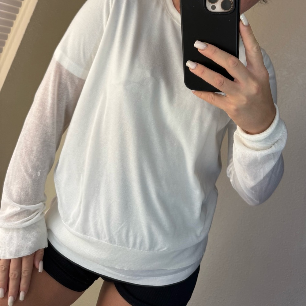 Alexander Wang White Sheer Sleeve Sweatshirt